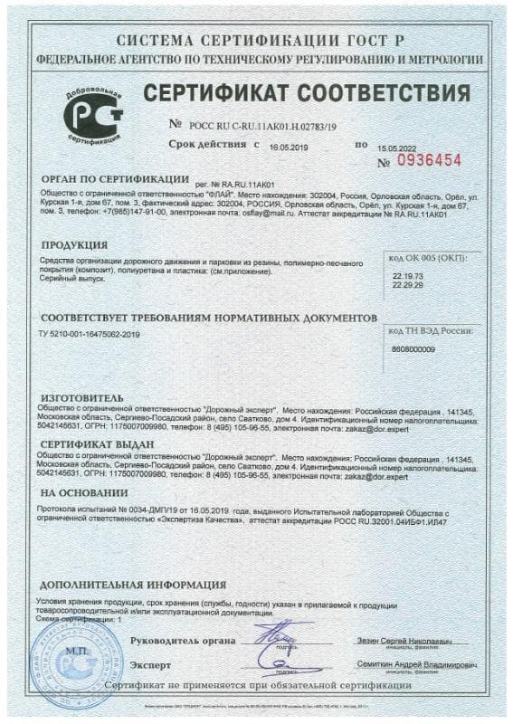 Сертификат на изделия из резины и композита
