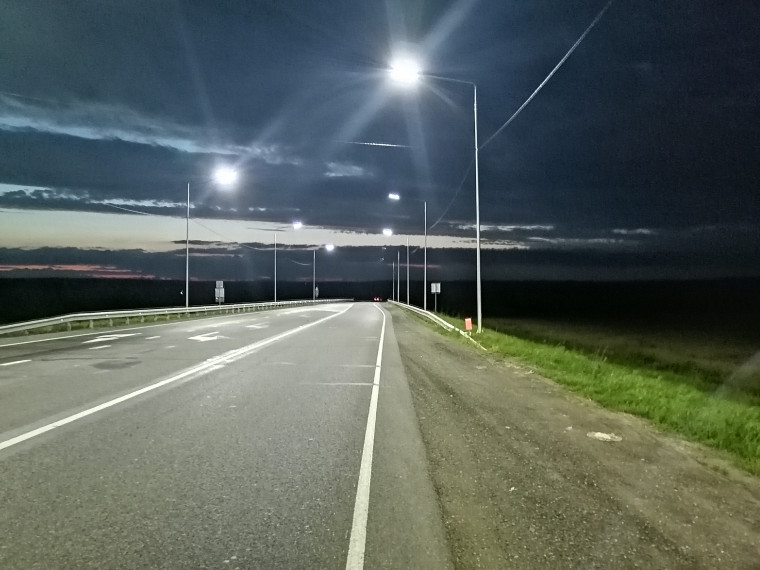 На трассе М-7 Волга на обходе Ижевска заработало новое освещение